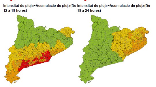 Previsió d'acumulació de pluja per demà