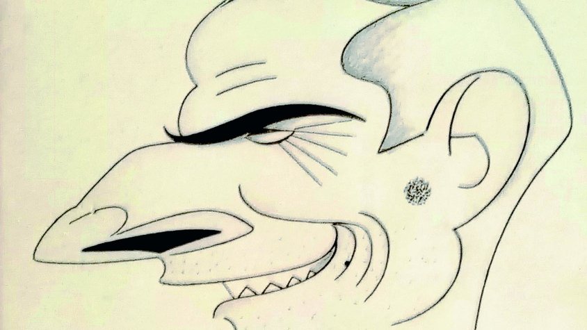 Caricatura d'en Josep Maria Martí, feta pel popular dibuixant Romà Bonet 'BON' cap a l'any 1950