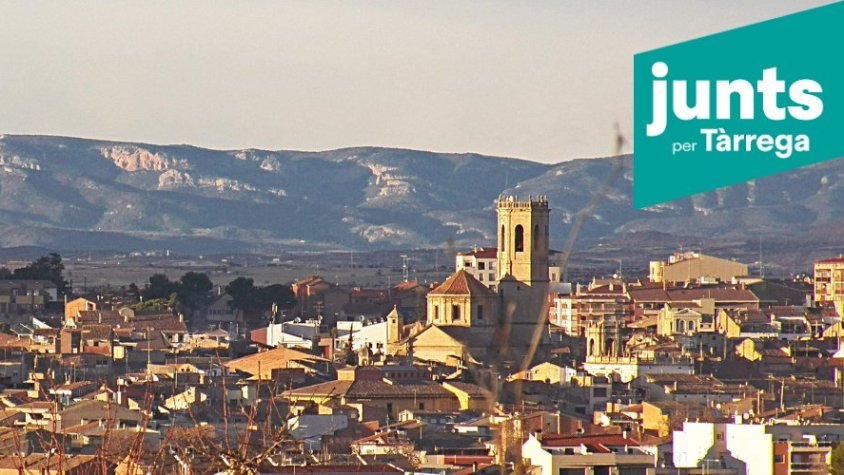 Imatge de la ciutat amb el logotip del partit