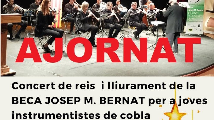 Cartell que anuncia que el concert s'ha ajornat