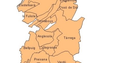 Mapa dels municipis de l'Urgell