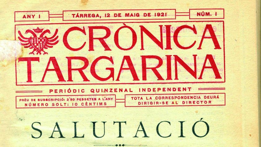 Coberta del primer número de 'Crònica Targarina' el 12 de maig de 1921