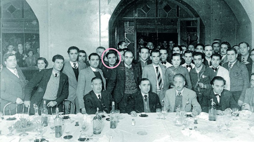 Visita del President Companys a Tàrrega l'octubre de 1936. Amb un cercle a la imatge n'Esteve Marsinyach