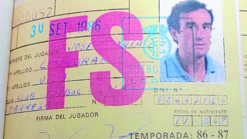 Fitxa del Pare Comadran amb el Club Futbol Sala Tàrrega (1986-87)