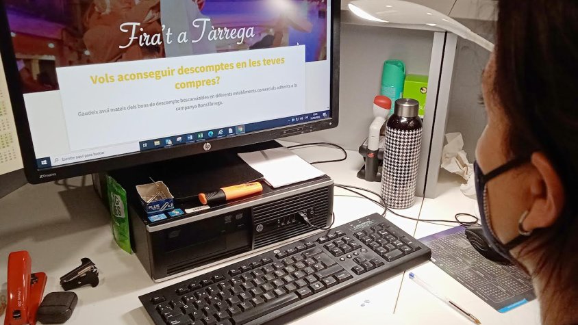 Una persona consulta el portal dels bons