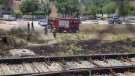 Incendi al costat de la via del tren a Tàrrega 