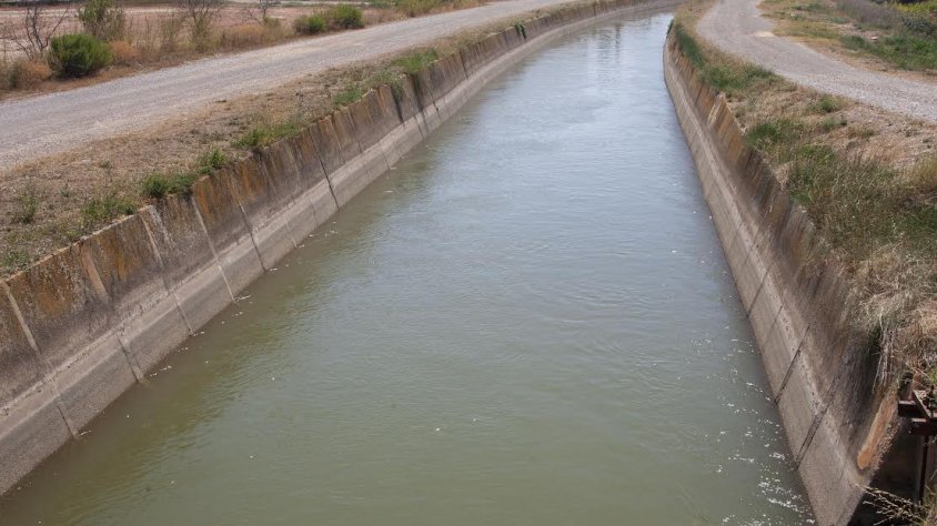 Imatge del Canal d'Urgell a Preixana a finals d'agost