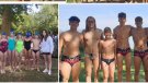 Divuit nedadors del CN Tàrrega, a la Travessa a l'estany de Banyoles