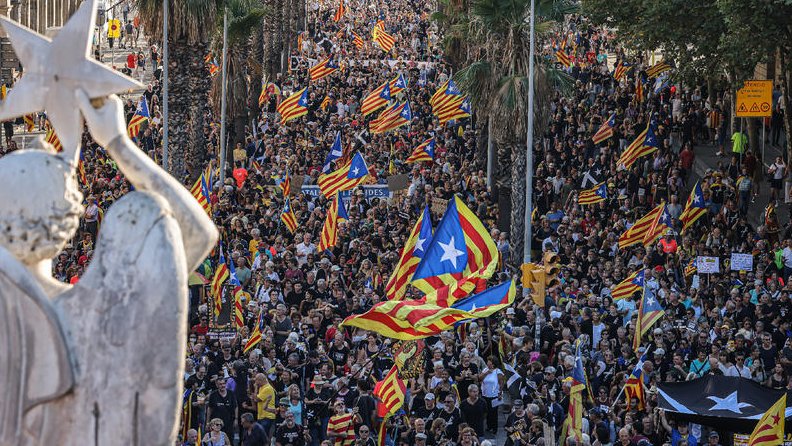 Vista de la manifestació de la Diada a Barcelona