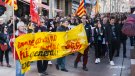 Multitudinària manifestació a Tàrrega en una jornada de vaga amb seguiment desigual