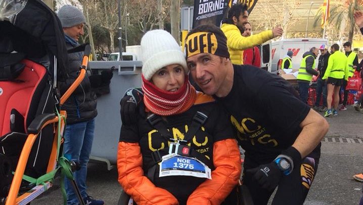 Arenas amb Gaya en culminar la cursa Cinc Cims