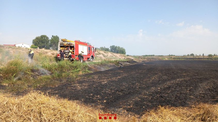 Els Bombers remullant la zona
