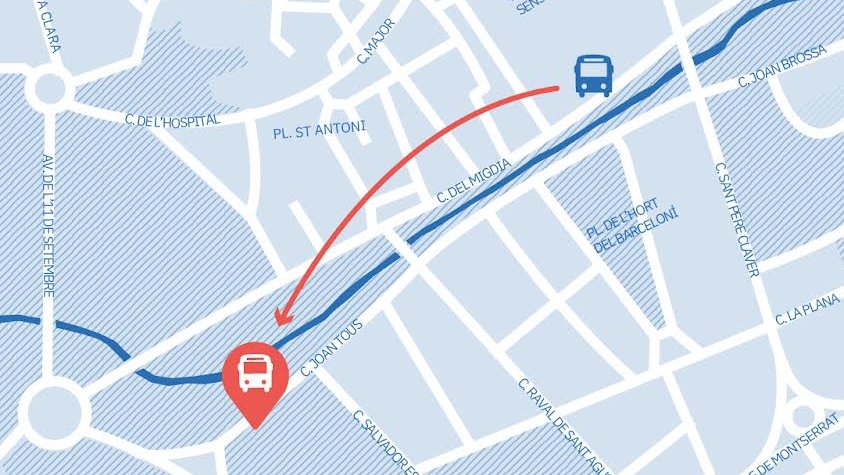 Plànol · Canvi d'ubicació de l'estació de bus