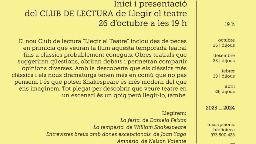 Cartell del nou club de lectura