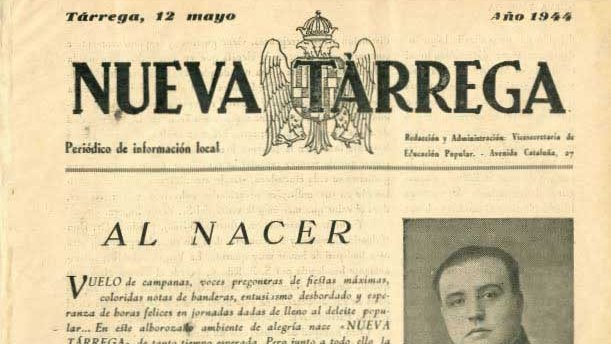 Primera portada de la 'Nueva Tàrrega'. 12 de maig de 1944