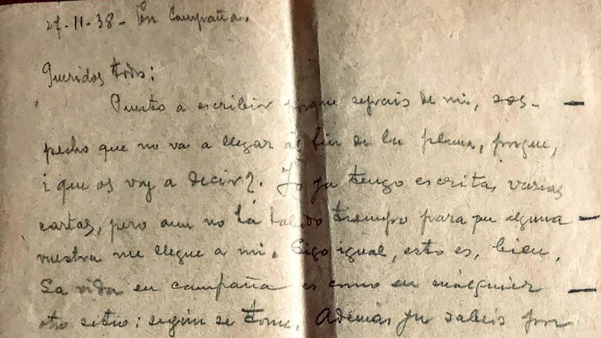 Fragment de la darrera carta manuscrita del Constancio Plaza del 27 de novembre de 1938