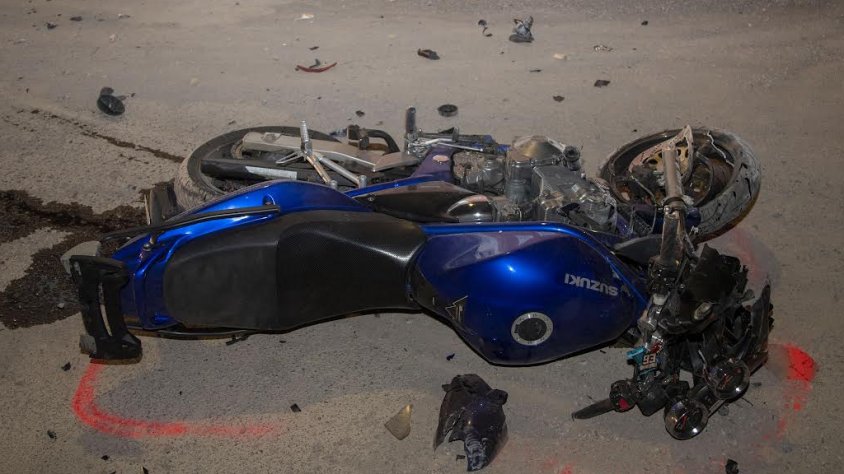 Estat en què va quedar la moto després del xoc