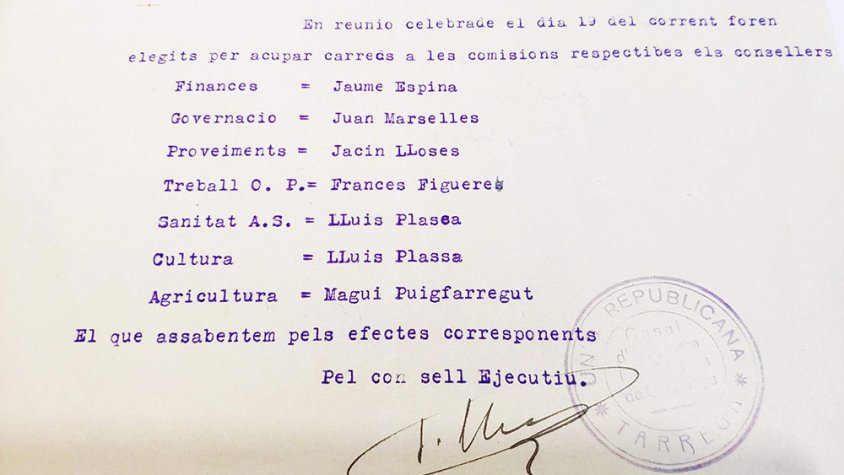 En Jacint Lloses signa en nom del Consell Executiu d'Unió Republicana de Tàrrega el nomenament dels seus representants a l'Ajuntament