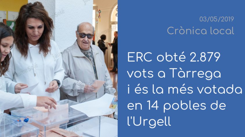 Obrim 'Crònica local' amb els resultats del 28A a Tàrrega