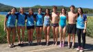 Set nedadors del CN Tàrrega, a la 80a Travessia  de l’estany de Banyoles