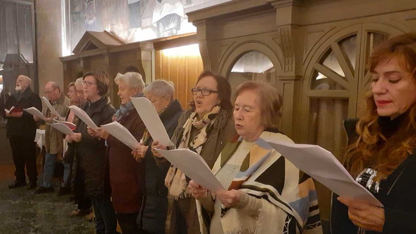 Grup de cantaires a la festa de Santa Cecília a la parroquial targarina