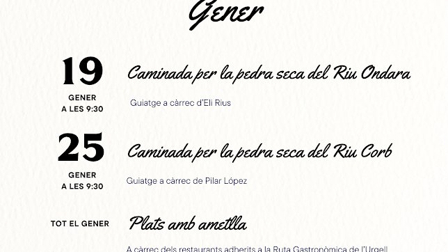 Cartell de les activitats previstes aquest mes de gener