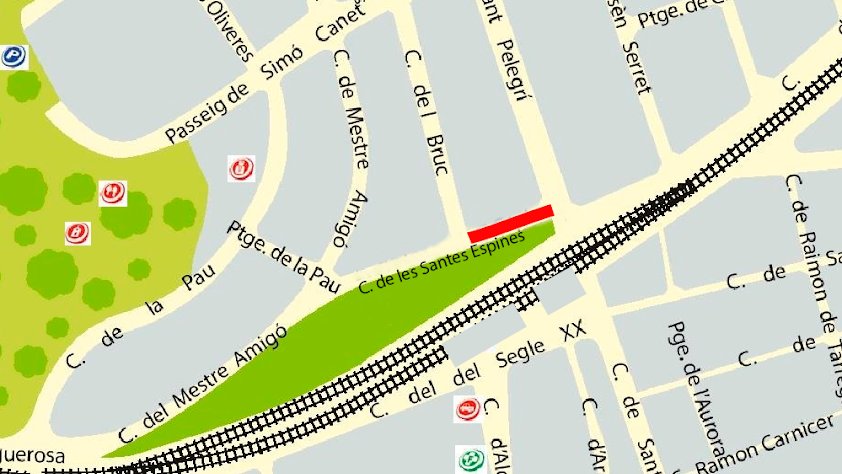 Vista del tram afectat