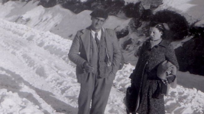 Joan Sasplugas i la seva esposa Magda Mateu a l'exili, desembre de 1940