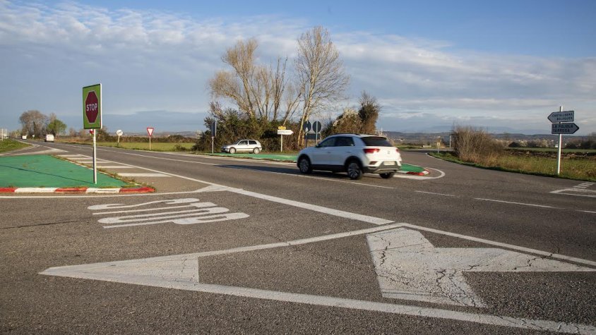 Imatge actual de la intersecció de la via enter Tàrrega i Balaguer a l'altura de Castellserà