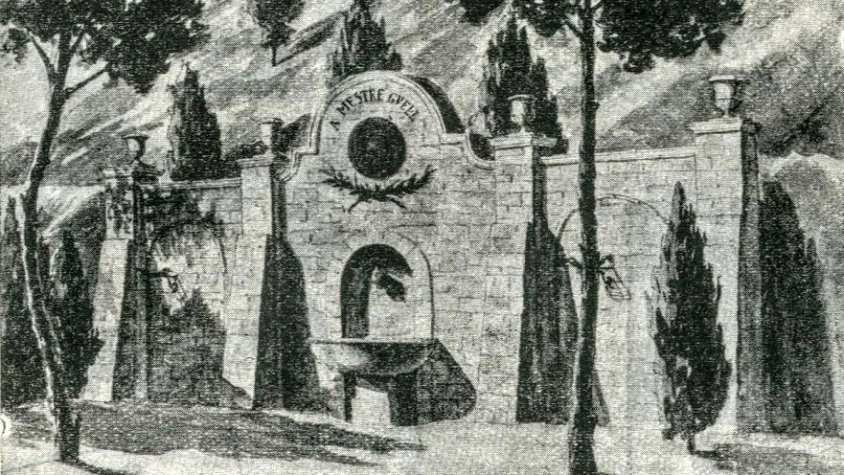 Imatge del projecte de monument al Mestre Güell del 1952 fet per Miquel Martí