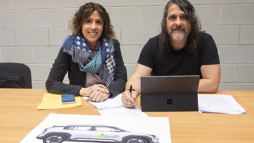 Roda de premsa de l'alcalde, Jordi Estiarte, i la regidora Imma Oliva