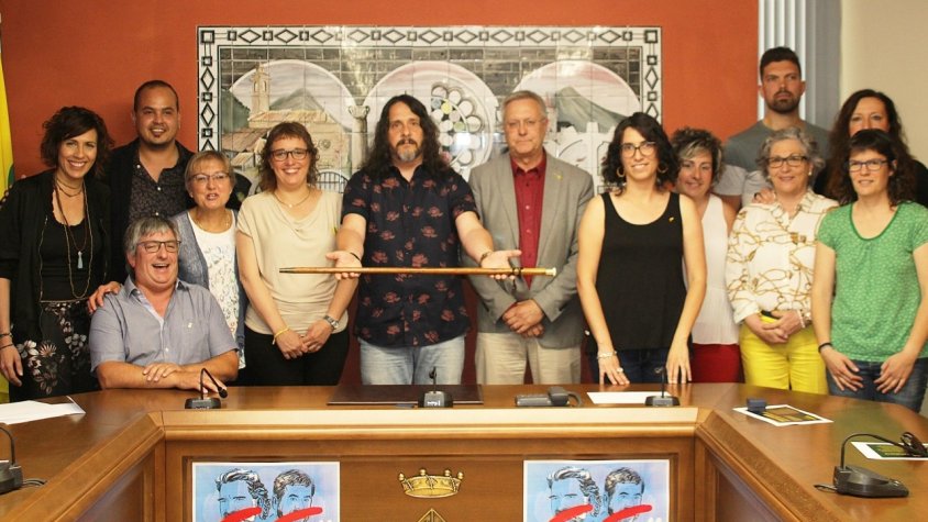 Els regidors de l'Ajuntament de Bellpuig amb l'alcalde al centre