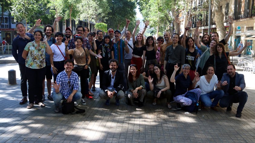 Imatge dels que han participat en la presentació de FiraTàrrega avui a Barcelona