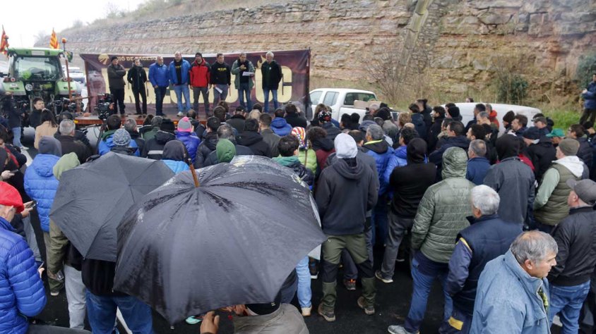 Lectura del manifest al tall de l'Eix a Cervera
