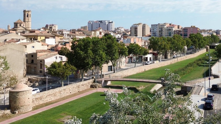 Vista de Tàrrega des de la llera del riu Ondara