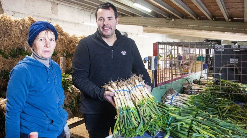 Mia Iglesias mostrant calçot crus preparats per enviar a un restaurant