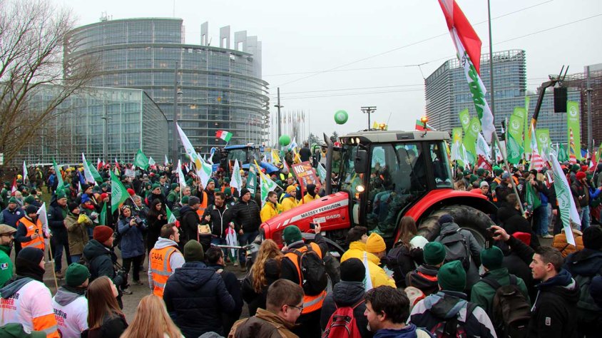 Protesta contra el Mercosur davant del Parlament Europeu