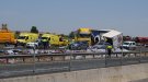 Espectacular accident amb tres camions a l'A-2 a Vilagrassa