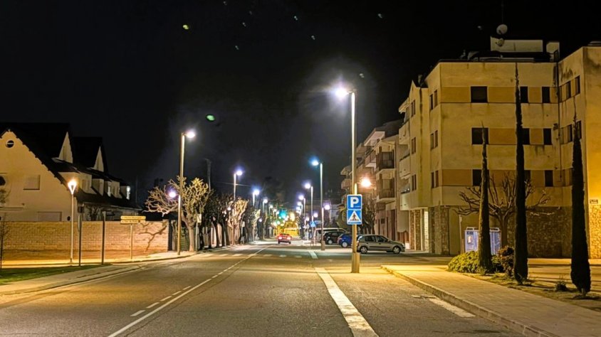 Enllumenat públic a l’entrada d’Agramunt per la carretera de Cervera