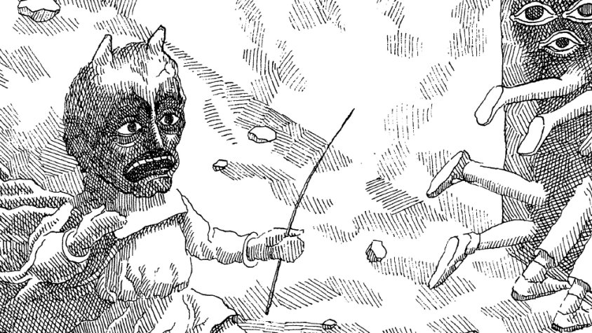 Dibuix de Josep Minguell en el capítol "Descendir", a la pàgina 105