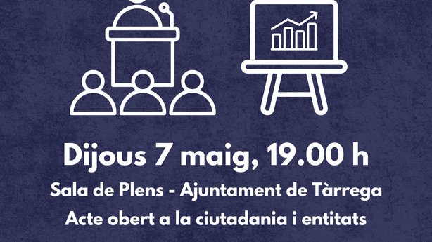 Tàrrega presenta dijous el pressupost del 2026 a la ciutadania